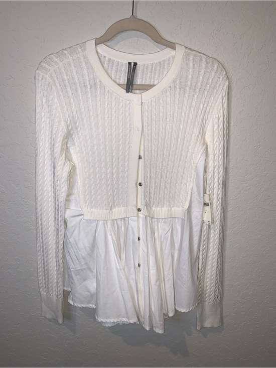 Anthropologie Tops - Anthropologie White Layered Button-Front Knit Blouse